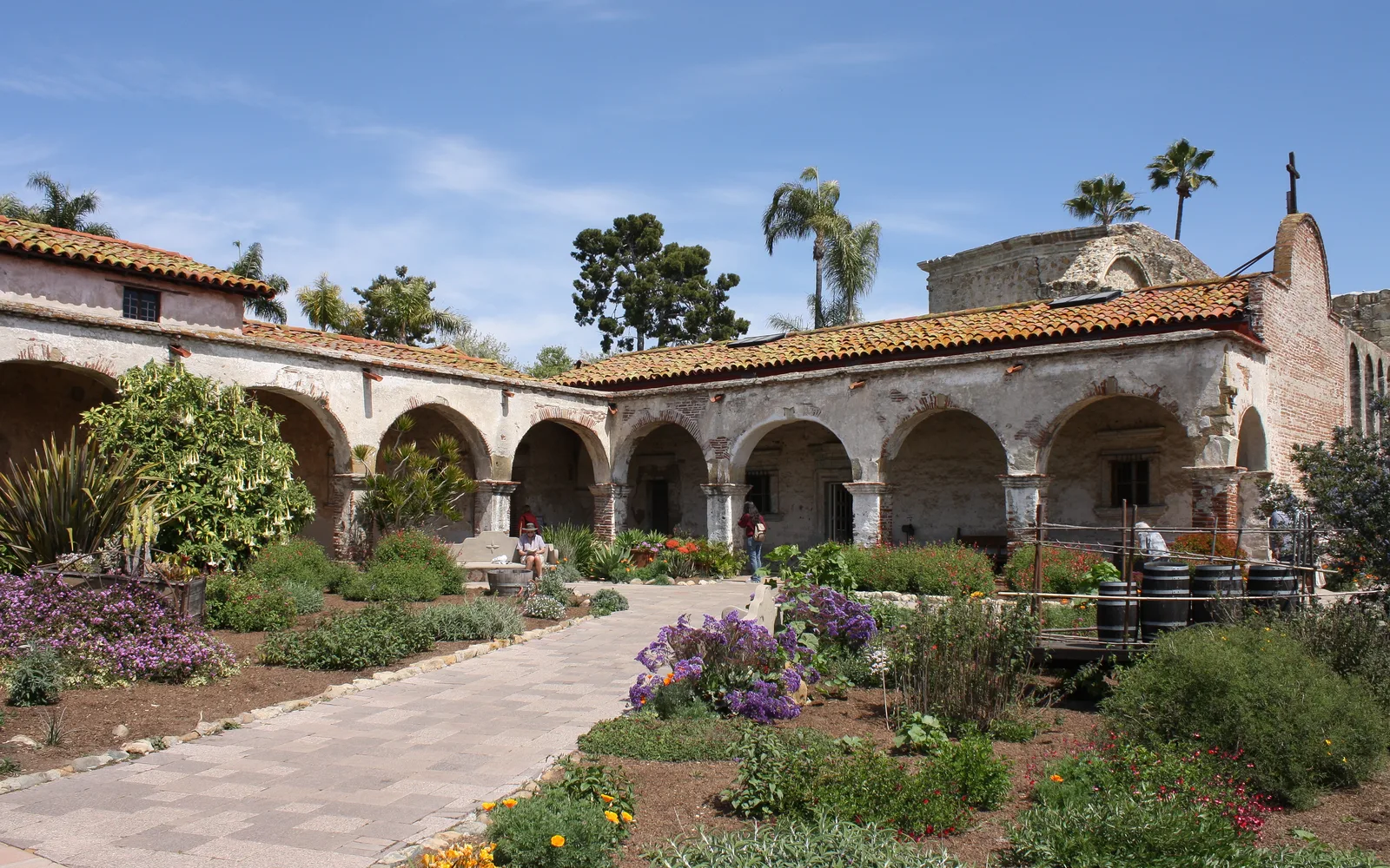 Mission San Juan Capistrano South Wing architectural details with historic stone and colonial design